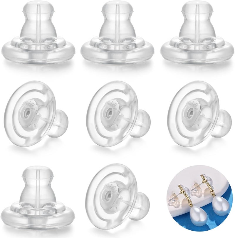 Moconar 18K Gold Locking Secure Earring Backs for Studs, Silicone Replacements for Studs/Droopy Ears, No-Irritate Hypoallergenice Earring Backs for Adults - Image 1